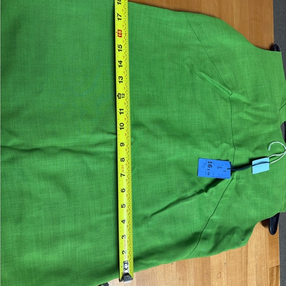 VTG 60's Linen Mock neck Midi Dress Bright Green Tags Still Attached - Picture 8 of 12